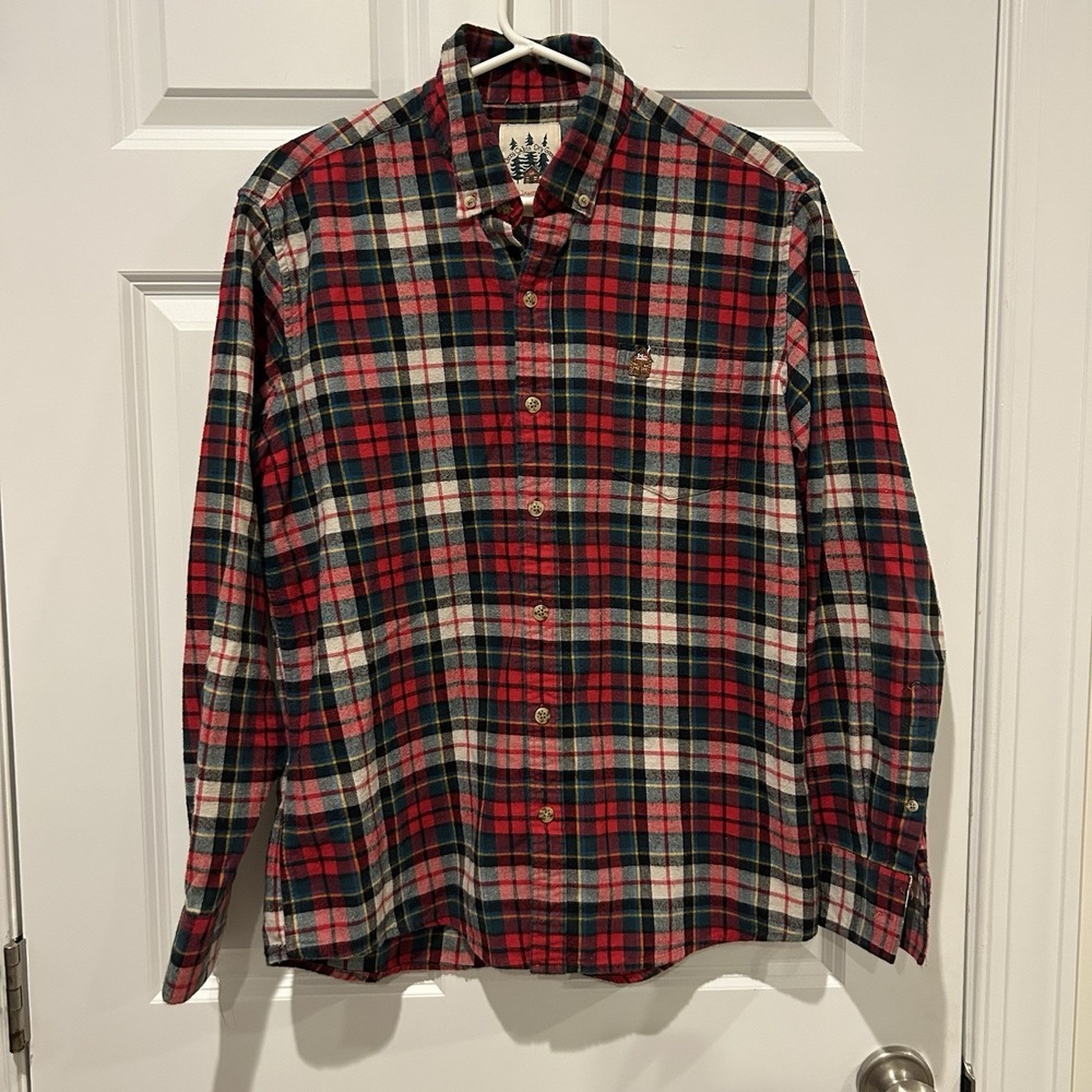Kiel James Patrick KJP Woodstock Trail Flannel Shirt Men Medium Plaid Cozy Cabin
